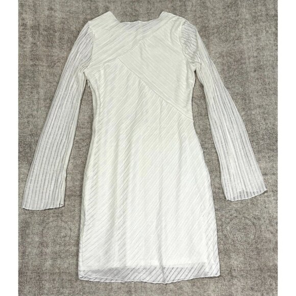 Princess Polly Raisa White Mini Dress Sz 4 Long Sleeve Bodycon Flared Sleeve - Picture 3 of 8